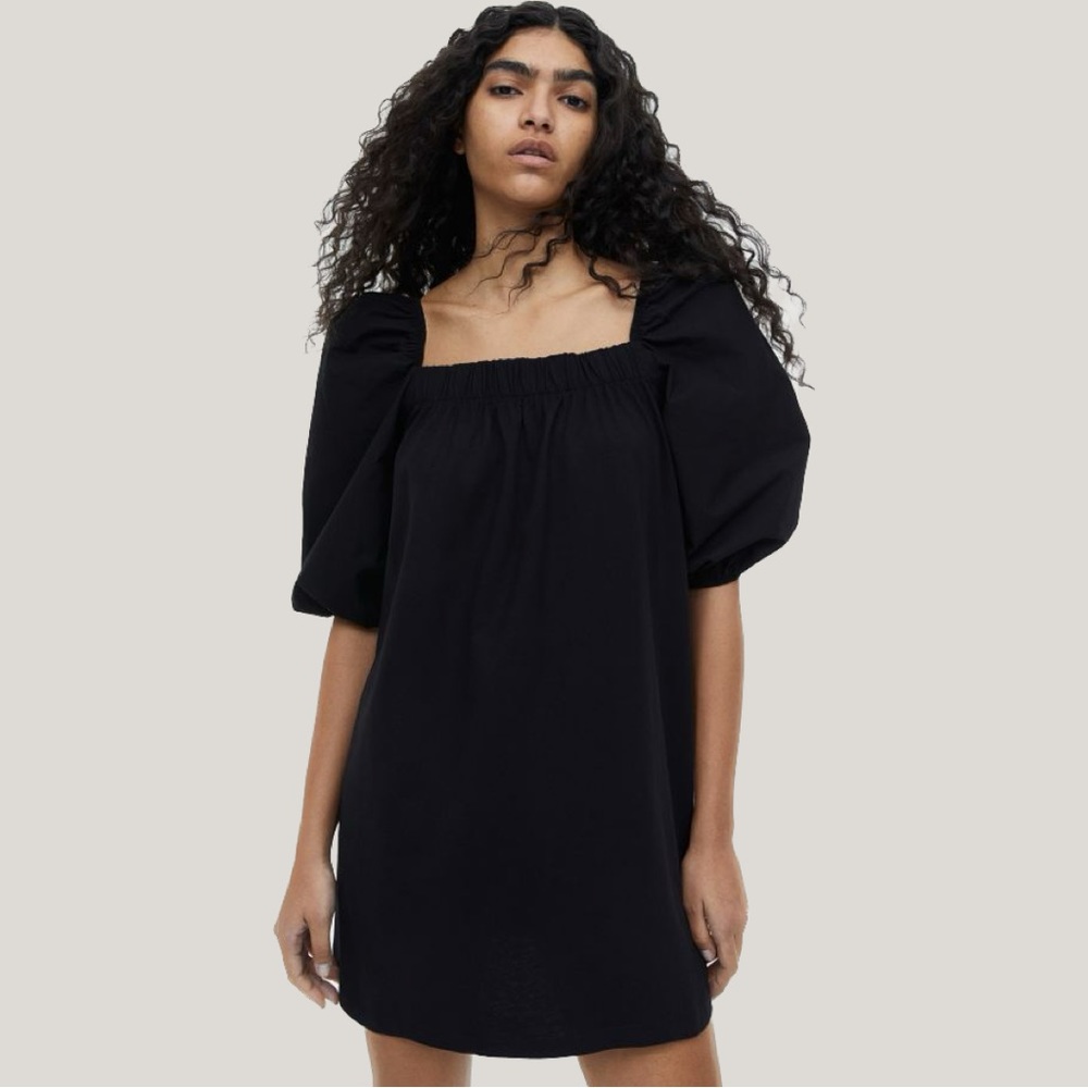 H&M Black Puff Sleeve Dress
